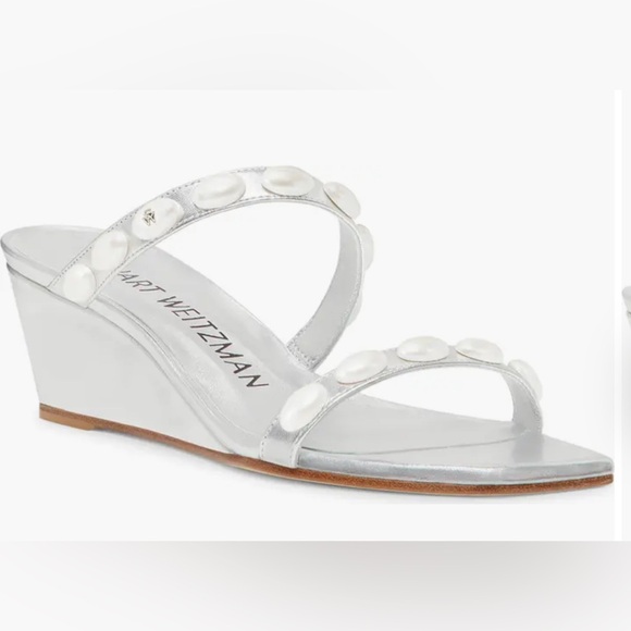 Stuart Weitzman Pearlito Slip On Sandals Shoes Size 8.5 New...